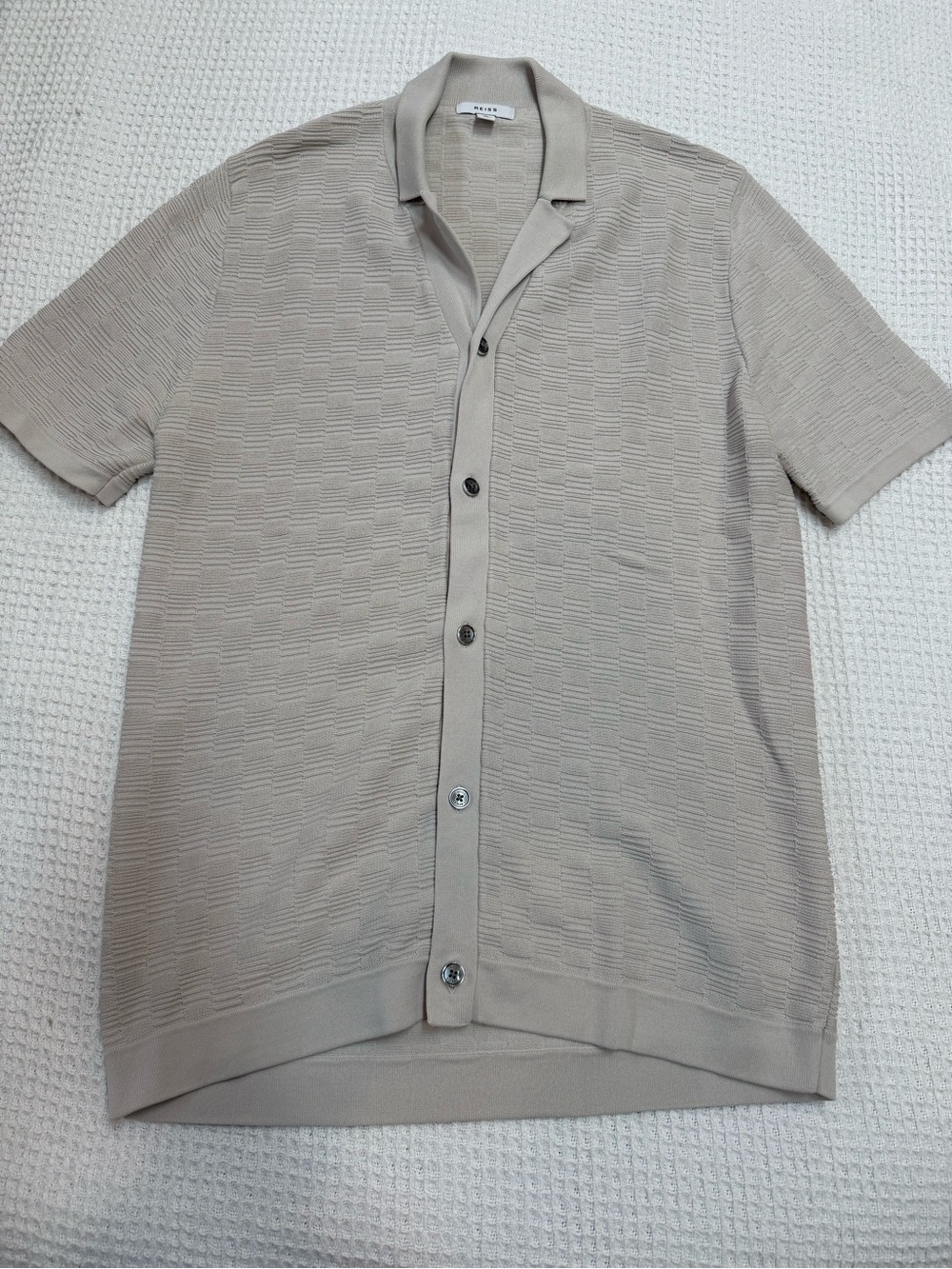Reiss Lunar Short Sleeved Textured Button Down Shirt
